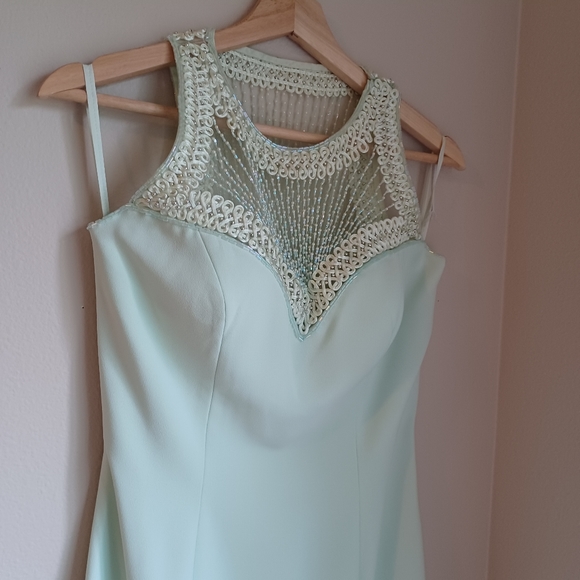 Vintage Alyce Designs Mint Green Beaded Gown - Picture 3 of 12
